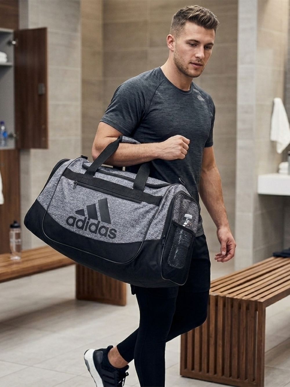 adidas Grey Heather & Black Men's Duffel Bag